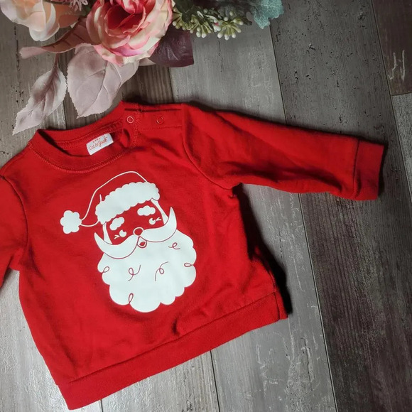 Baby Cat & Jack Red Santa Claus Graphic Fleece-Lined Pullover Sweatshirt 6/9m - Picture 6 of 9